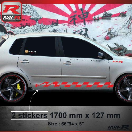 Adhesifs Volkswagen 010R Sticker FUNNY compatible avec VOLKSWAGEN POLO 9N Rouge - Run-R