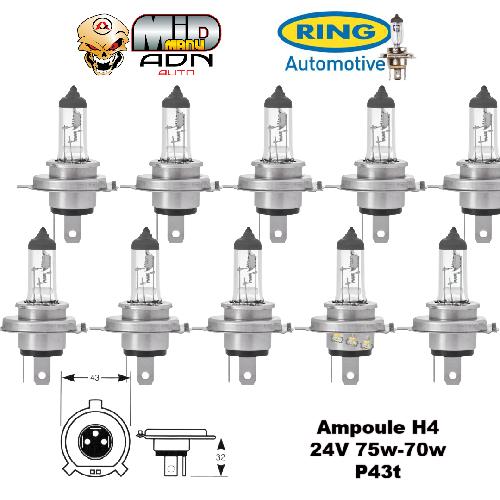 Ampoule - Eclairage Tableau De Bord 1 Ampoule H4 24V 75w-70w P43t x10