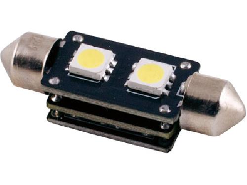 Ampoules Wedgebase - Veilleuses 1 Ampoule Navette 37mm - 2 LEDs - T11x41 12V 3W 8000K - SV8.5 - Puce SMD - Avec Canbus - Blanc