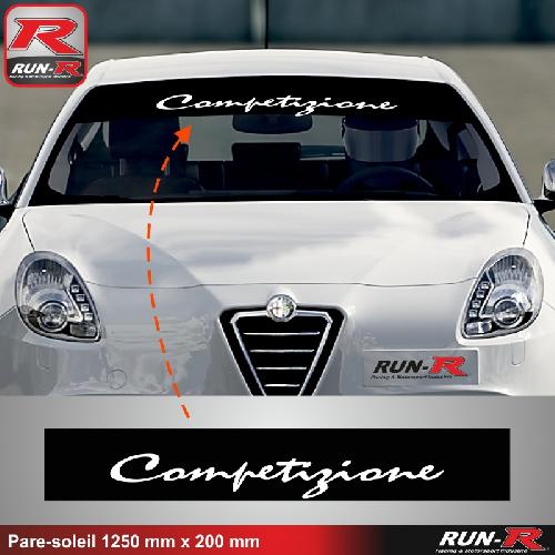 Adhesifs Alfa Romeo 1 pare-soleil compatible avec Alfa Romeo Competizione 125 cm - NOIR lettres BLANCHE - Run-R