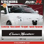 1 pare-soleil compatible avec Alfa Romeo CUORE SPORTIVO 125 cm - NOIR lettres blanches - Run-R