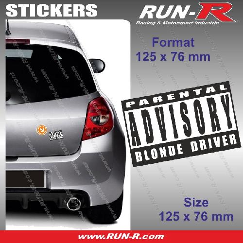 Stickers Monocouleurs 1 sticker Blonde Driver 12.5 cm - Parental Advisory - Run-R