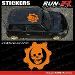 Stickers Monocouleurs 1 sticker de toit TETE DE MORT 69 cm - ORANGE - TOUS VEHICULES - Run-R