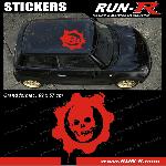 Stickers Monocouleurs 1 sticker de toit TETE DE MORT 69 cm - ROUGE - TOUS VEHICULES - Run-R