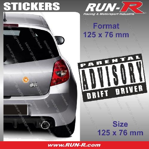 Stickers Monocouleurs 1 sticker Drift Driver 12.5 cm - Parental Advisory - Run-R