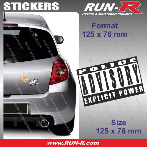 Stickers Monocouleurs 1 sticker Explicit Power 12.5 cm - Police Advisory - Run-R