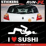 1 sticker I LOVE SUSHI 12 cm - BLANC - Run-R