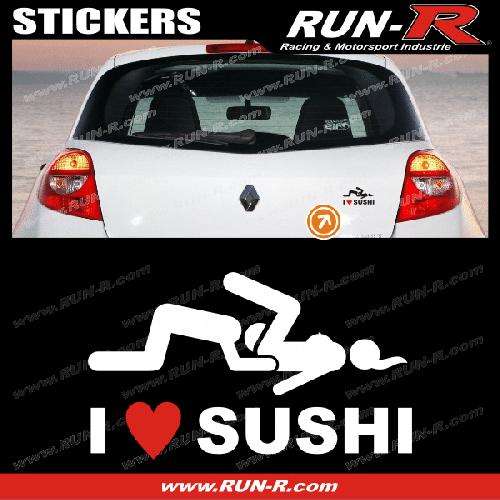 Stickers Monocouleurs 1 sticker I LOVE SUSHI 12 cm - BLANC - Run-R