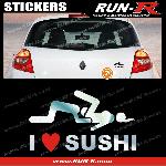 1 sticker I LOVE SUSHI 12 cm - CHROME - Run-R