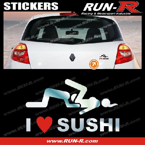 Stickers Monocouleurs 1 sticker I LOVE SUSHI 12 cm - CHROME - Run-R