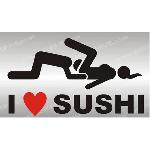 1 sticker I LOVE SUSHI 12 cm - NOIR