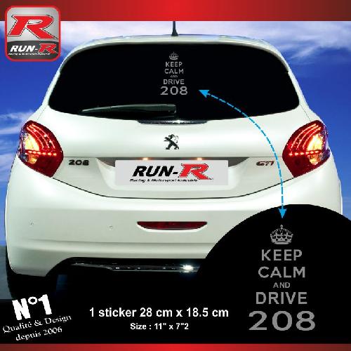 Adhesifs Peugeot 1 sticker keep calm compatible avec PEUGEOT 208 - Argent - Run-R