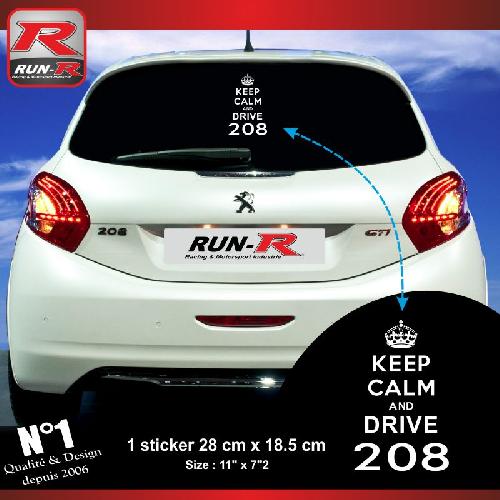 Adhesifs Peugeot 1 sticker keep calm compatible avec PEUGEOT 208 - BLANC - Run-R