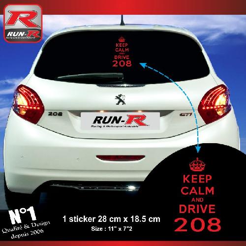 Adhesifs Peugeot 1 sticker keep calm compatible avec PEUGEOT 208 - ROUGE - Run-R