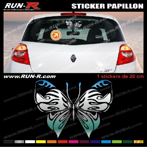 Stickers Monocouleurs 1 sticker PAPILLON TRIBAL 20 cm - CHROME - Run-R