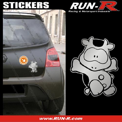 Stickers Monocouleurs 1 sticker VACHE COOL 12 cm - ARGENT - Run-R