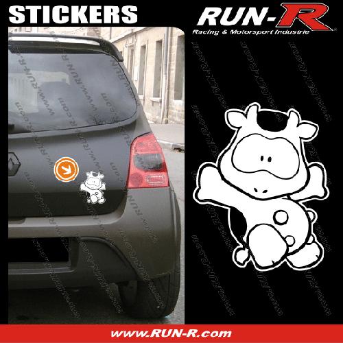 Stickers Monocouleurs 1 sticker VACHE COOL 12 cm - BLANC - Run-R