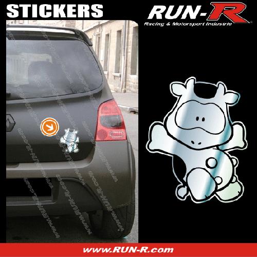 Stickers Monocouleurs 1 sticker VACHE COOL 12 cm - CHROME - Run-R