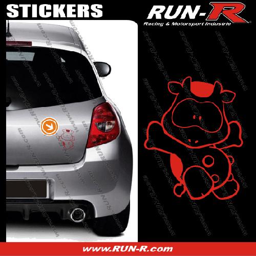 Stickers Monocouleurs 1 sticker VACHE COOL 12 cm - ROUGE - Run-R