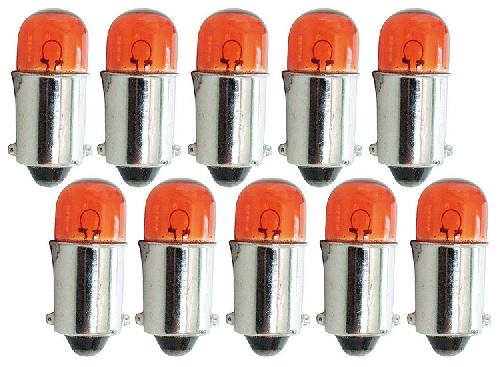 Ampoules BA 12V 10 Ampoules BA9S - 12V - 4W - Temoin - Eclairage Orange
