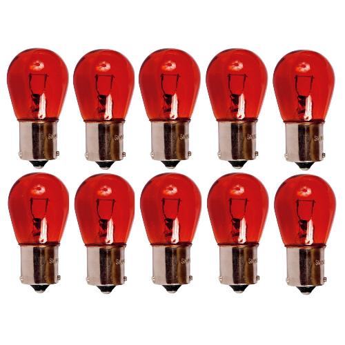 Ampoules BA 12V 10 Ampoules BAu15S - Orange - 12V 21W - plots decales - Clignotants