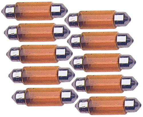 Ampoules Wedgebase - Veilleuses 10 Ampoules Navettes - 12V - 5W - T11 - 35mm - Orange - C5W