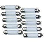 10 Ampoules Navettes T11x41 - 12V 10W 2800K 41mm