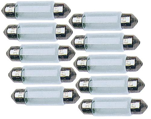 Ampoules Wedgebase - Veilleuses 10 Ampoules Navettes T11x41 - 12V 10W 2800K 41mm