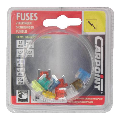 Fusibles pour auto ATO Mini 10 Fusibles Low profile assortis 5A 7.5A 10A 15A 20A 25A 30A