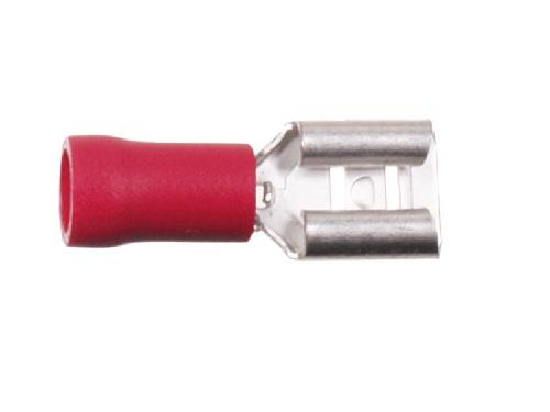 Cosses - Fils 100 Cosses avec connecteur plat 4.8mm D0.5 - 1.0mm2 - rouge