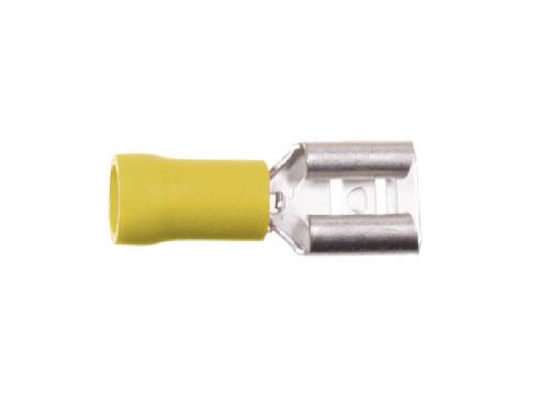 Cosses - Fils 100 Cosses avec connecteur plat 6.3mm D4.0 - 6.0mm2 - jaune