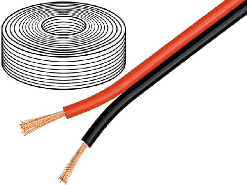 Cable de Haut-Parleurs 10m de Cable de haut parleurs 2x0.5mm2 - OFC - Rouge Noir