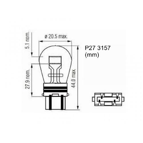 Ampoules Wedgebase - Veilleuses 10x Ampoules 12v P27-7w 3157 W2.5x16q Clear - ArmTech