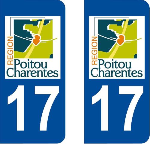 Stickers Plaques Immatriculation 10x Autocollant departement 17 - Charente Maritime