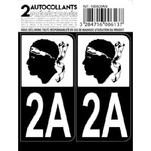 Stickers Plaques Immatriculation 10x Autocollant departement 20A - CORSE DU SUD - Noir