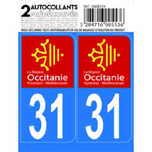 Stickers Plaques Immatriculation 10x Autocollant departement 31 - OCCITANIE