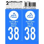 Stickers Plaques Immatriculation 10x Autocollant departement 38 - AUVERGNE RHONE ALPES -x2-