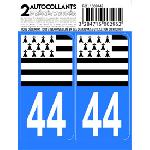 Stickers Plaques Immatriculation 10x Autocollant departement 44 - DRAPEAU BRETON