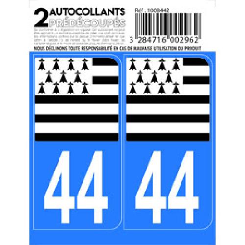Stickers Plaques Immatriculation 10x Autocollant departement 44 - DRAPEAU BRETON