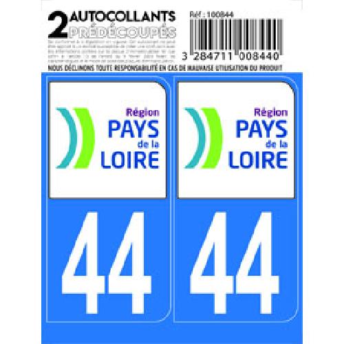 Stickers Plaques Immatriculation 10x Autocollant departement 44 - PAYS DE LA LOIRE