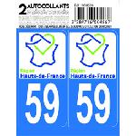 Stickers Plaques Immatriculation 10x Autocollant departement 59 - HAUTS DE France