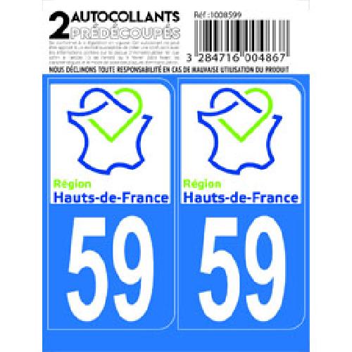 Stickers Plaques Immatriculation 10x Autocollant departement 59 - HAUTS DE France