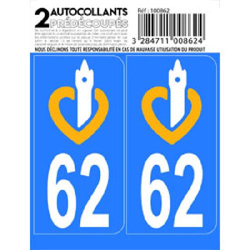 Stickers Plaques Immatriculation 10x Autocollant departement 62 - PAS DE CALAIS