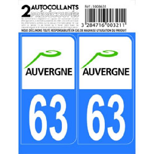 Stickers Plaques Immatriculation 10x Autocollant departement 63 - AUVERGNE