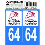 Stickers Plaques Immatriculation 10x Autocollant departement 64 - NOUVELLE AQUITAINE