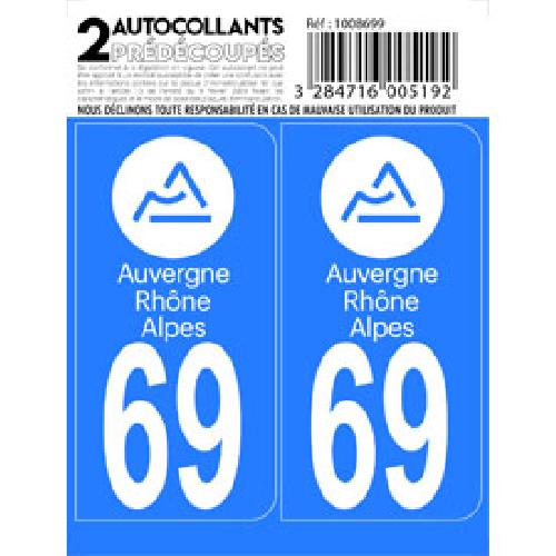 Stickers Plaques Immatriculation 10x Autocollant departement 69 - AUVERGNE RHONE ALPES