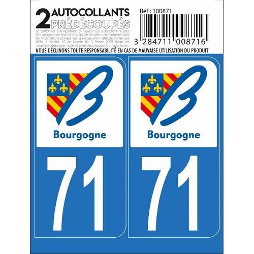 Stickers Plaques Immatriculation 10x Autocollant Departement 71 - Saone-Et-Loire -x2-