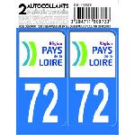 Stickers Plaques Immatriculation 10x Autocollant departement 72 - PAYS DE LA LOIRE