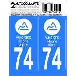Stickers Plaques Immatriculation 10x Autocollant departement 74 - AUVERGNE RHONE ALPES