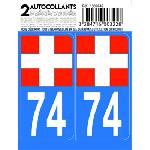 Stickers Plaques Immatriculation 10x Autocollant departement 74 - CROIX DE SAVOIE -x2-